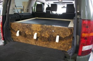 Land Rover Discovery bespoke wooden boot chest