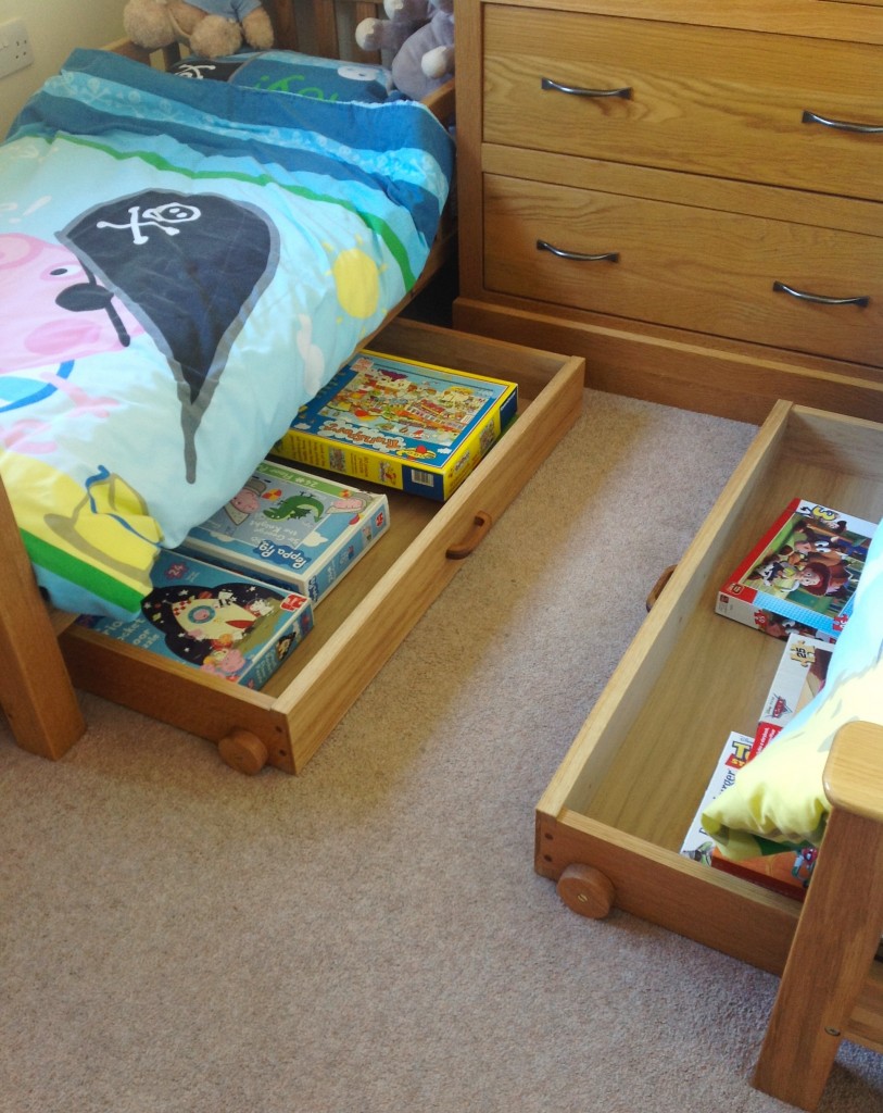 Under bed drawers on wheels Chapman Bespoke Woodwork