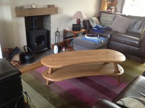 Oak Table & CD Storage